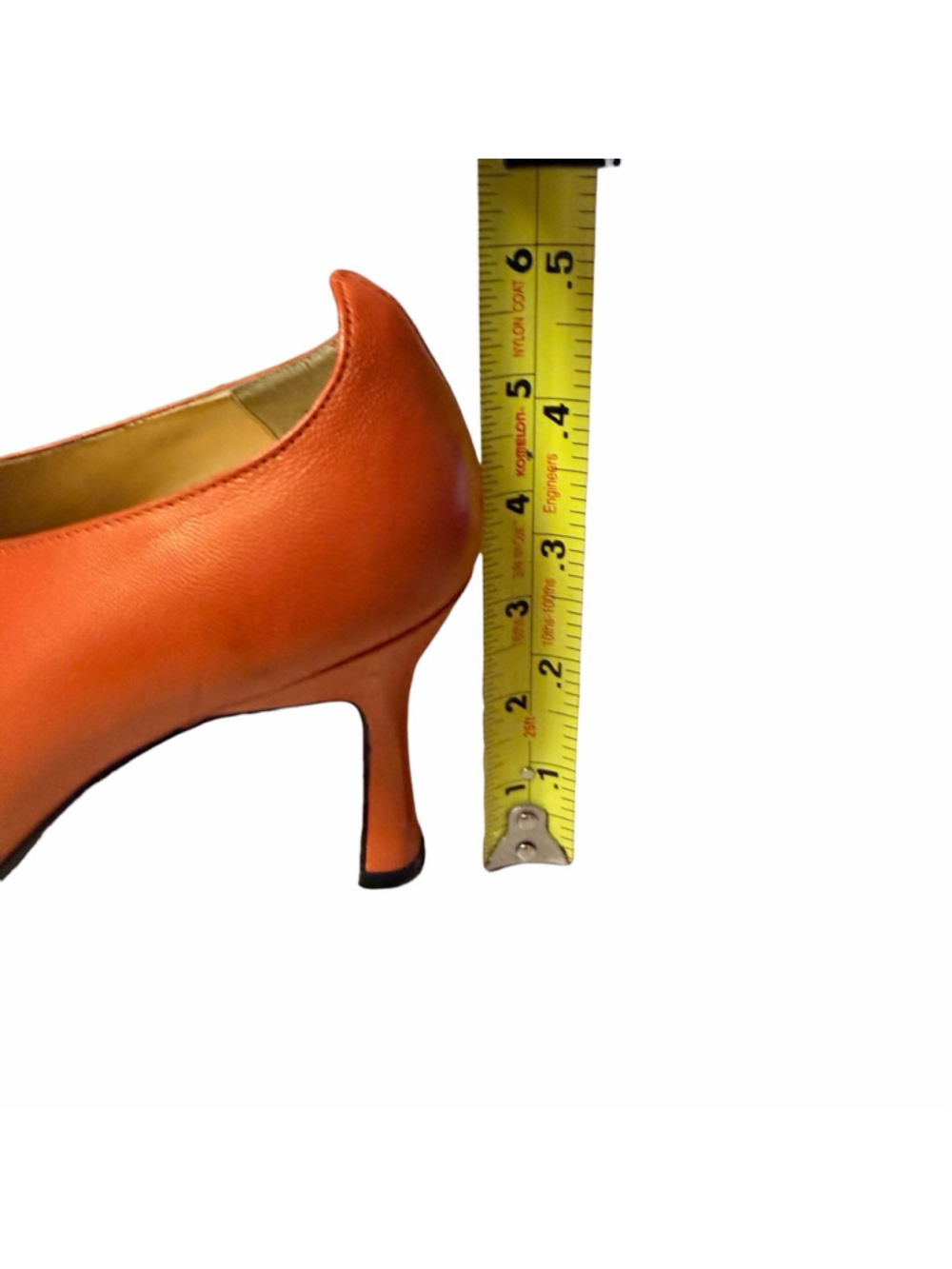 Bellini Orange Leather Kitten Heel Pumps Women’s Size 10M Pointed Toe Slip On - Picture 10 of 16
